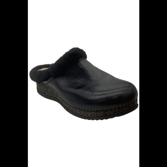 Dansko Women's Leather Shearling Lined Clogs Magda Black - Medium - Picture 1 of 3